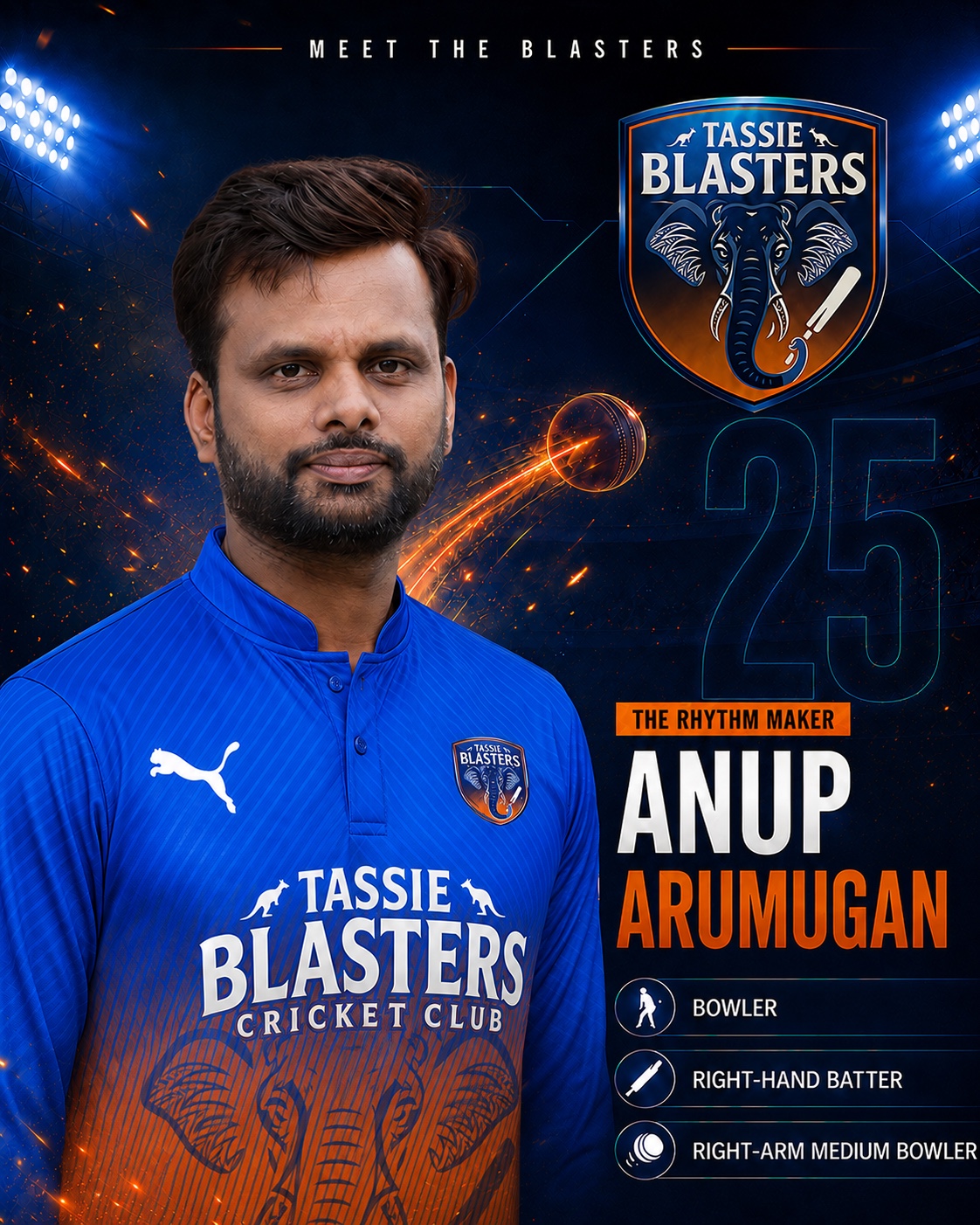 Anup Arumugan — Tassie Blasters player card