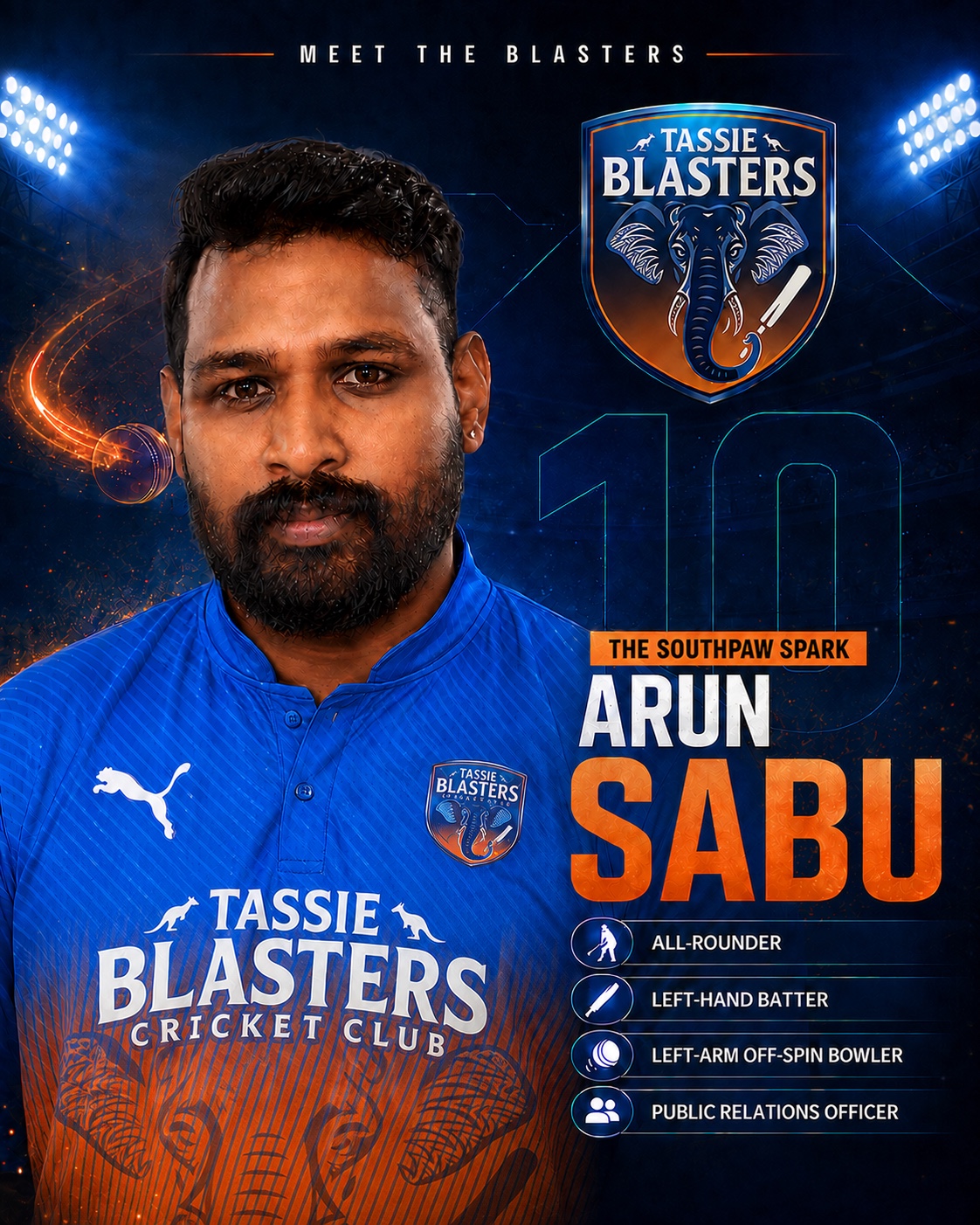 Arun Sabu — Tassie Blasters player card