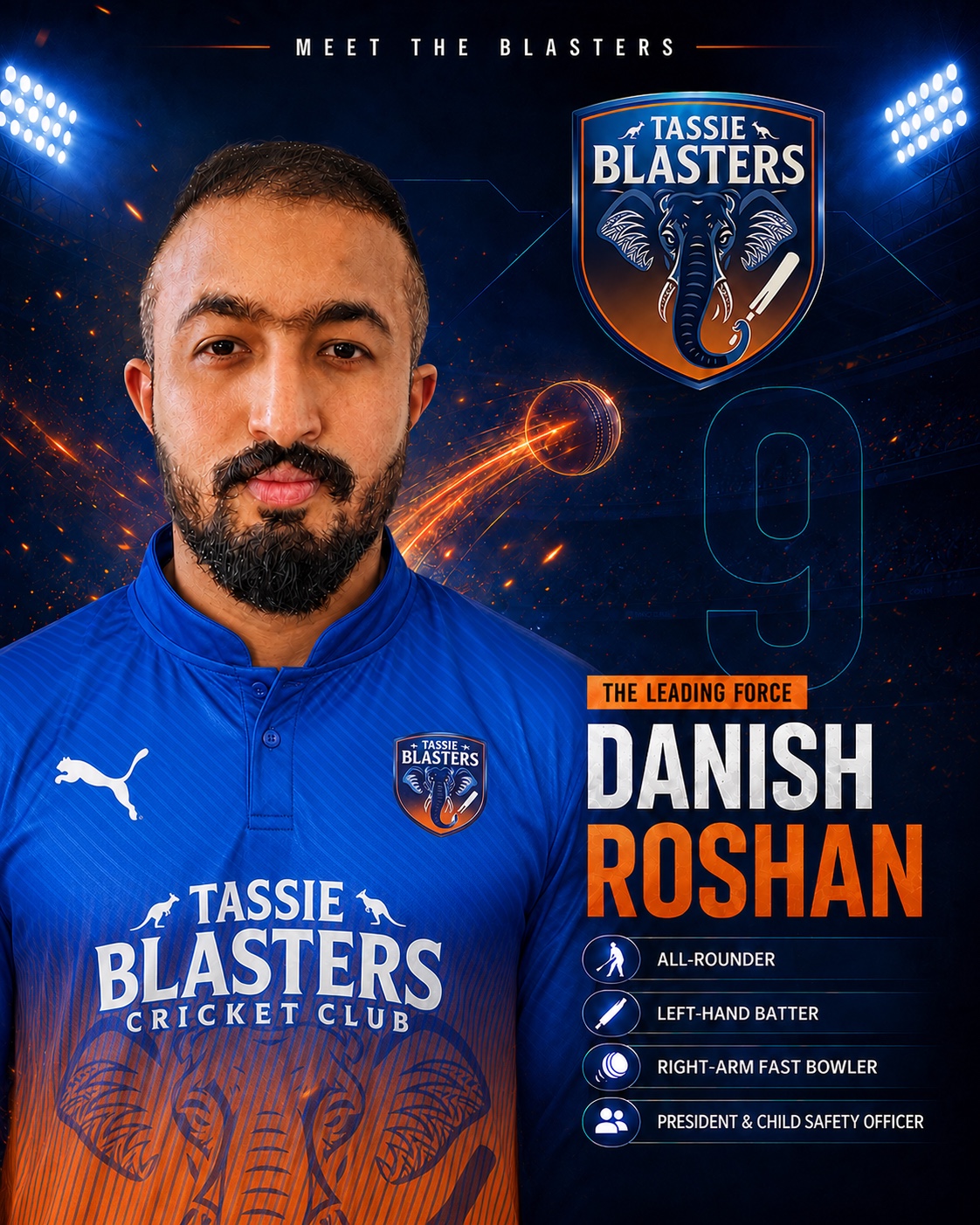 Danish Roshan Chappangakattil — Tassie Blasters player card
