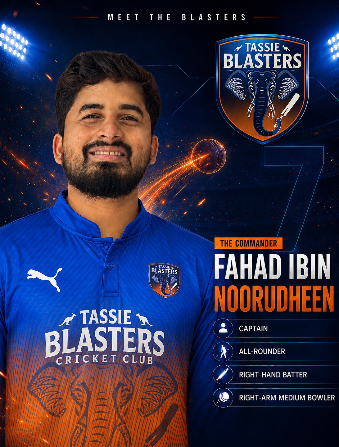 Fahad Ibin Noorudheen — Tassie Blasters player card