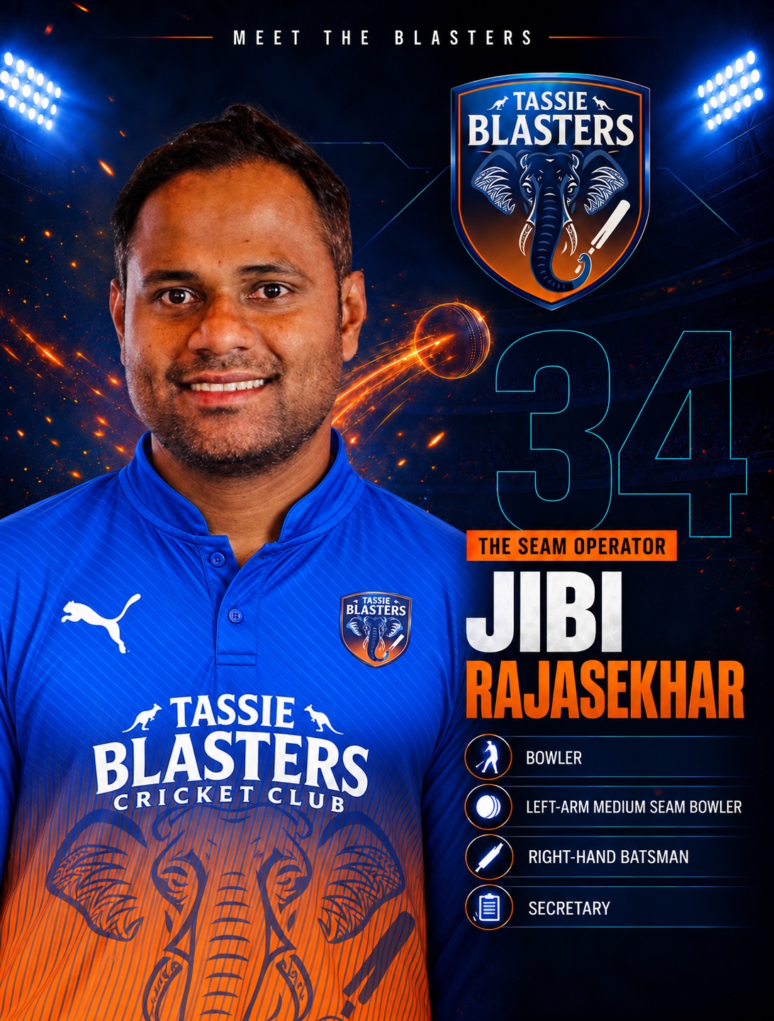 Jibi Rajasekhar — Tassie Blasters player card
