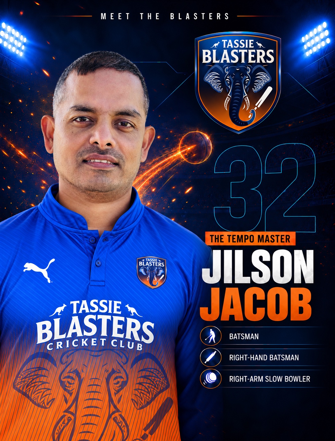 Jilson Jacob — Tassie Blasters player card