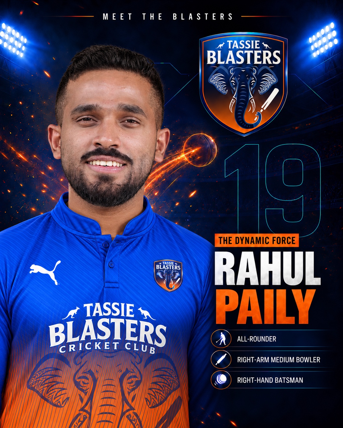 Rahul Paily — Tassie Blasters player card