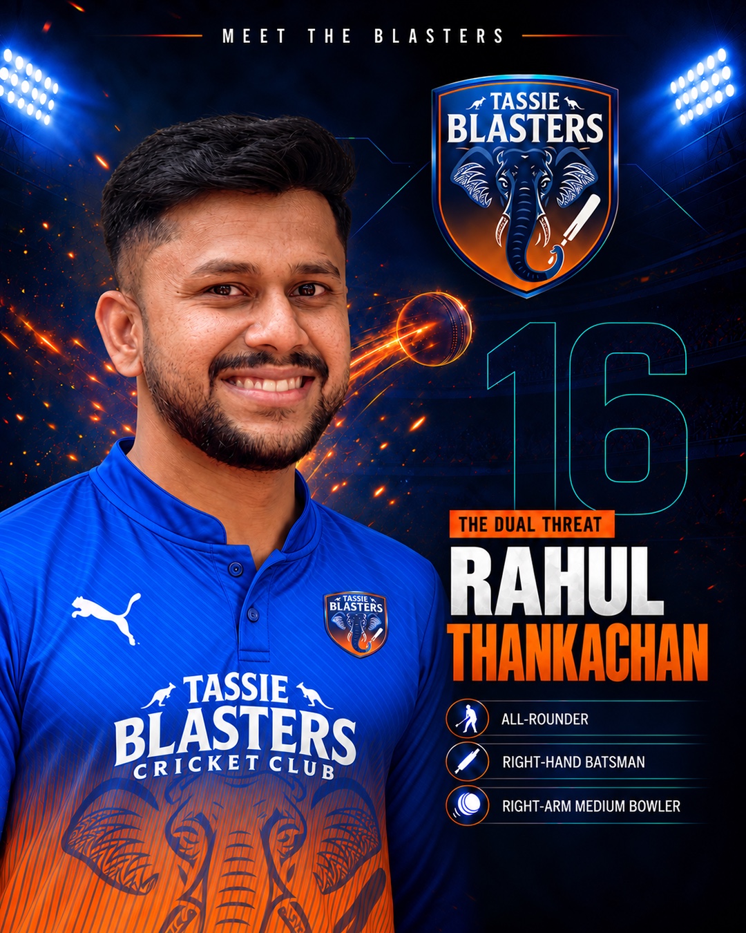 Rahul Thankachan — Tassie Blasters player card