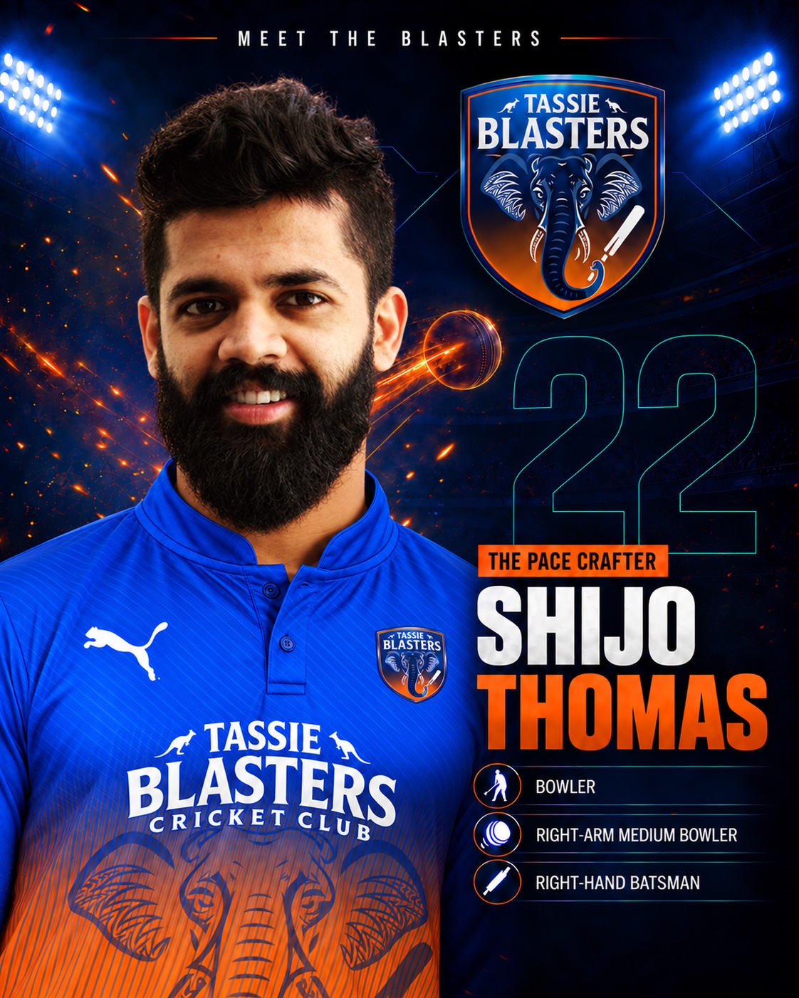Shijo Thomas — Tassie Blasters player card