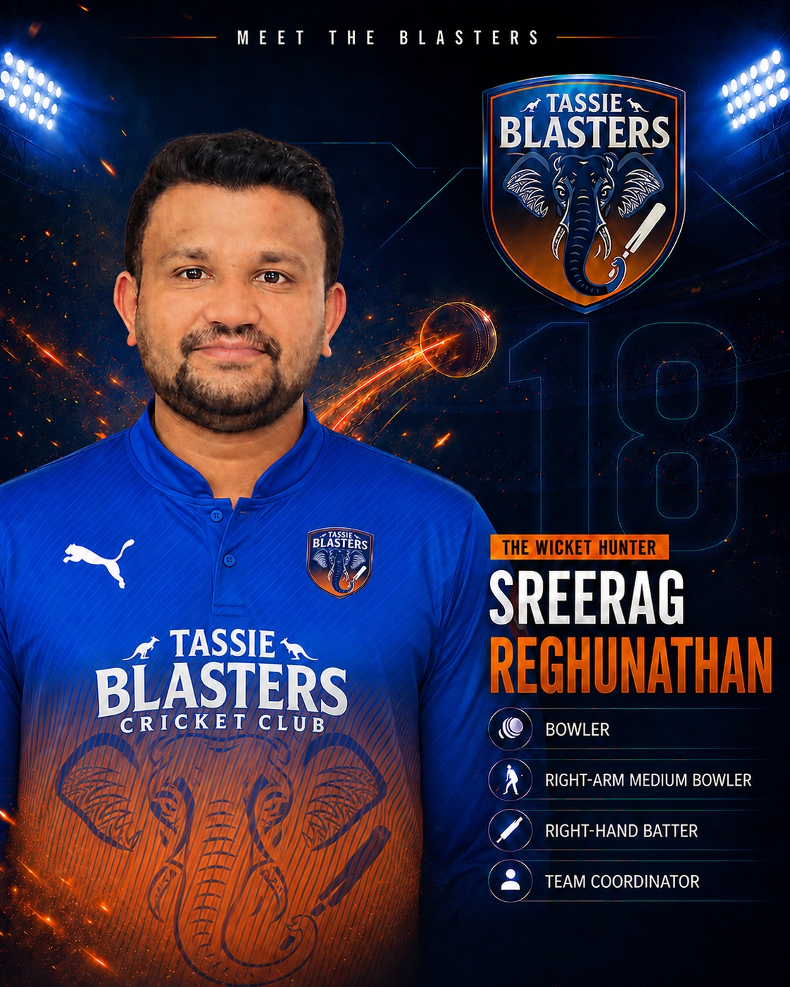 Sreerag Reghunathan — Tassie Blasters player card
