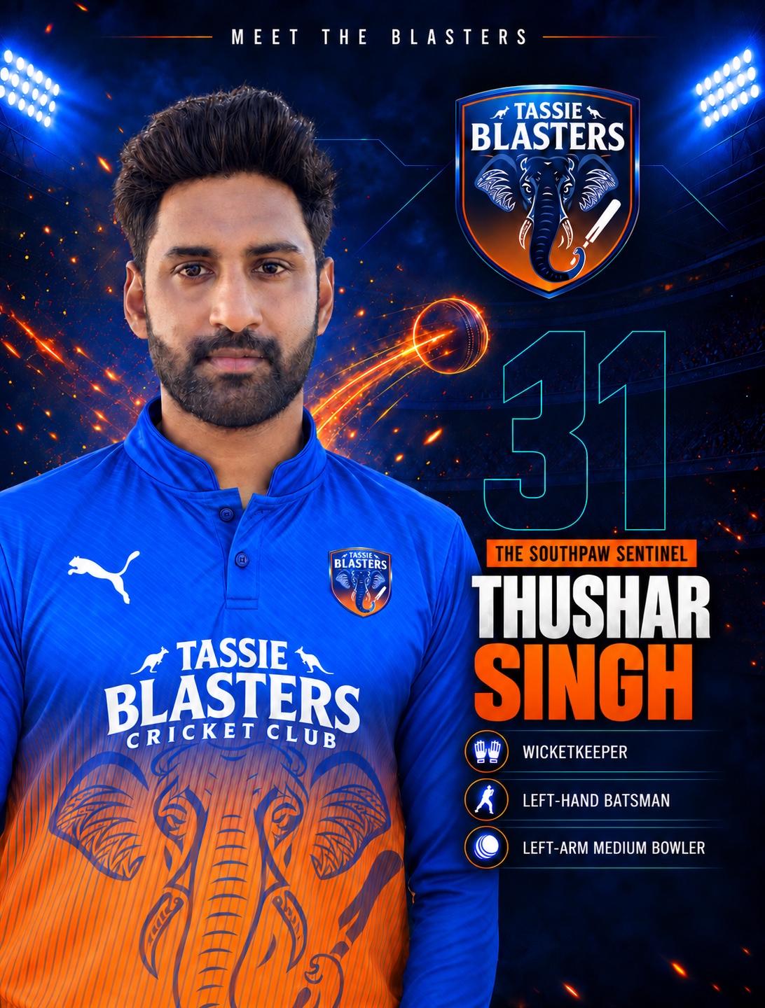 Thushar Singh — Tassie Blasters player card