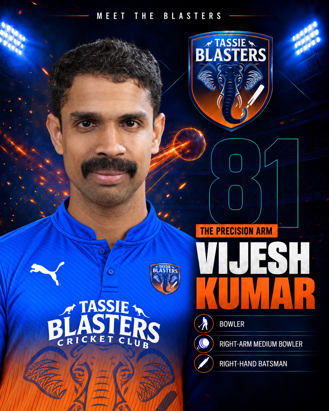 Vijesh Kumar — Tassie Blasters player card